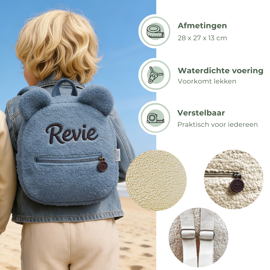 Teddy kinderrugzak met naam | Zacht & praktisch voor peuters