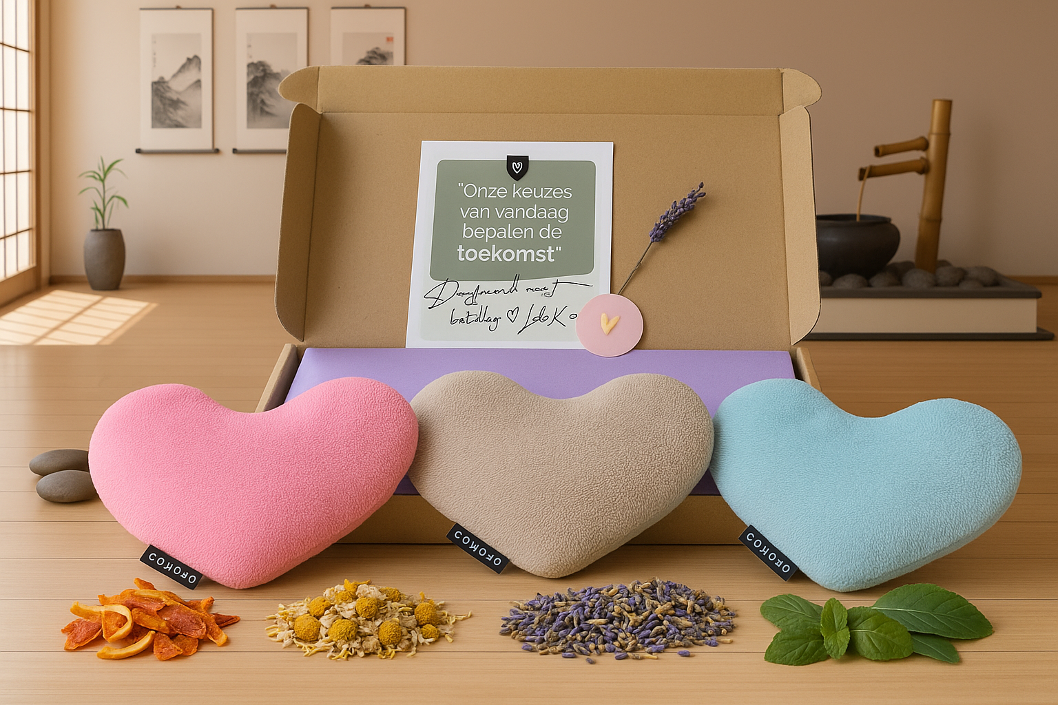 Oogkussen met Lavendel & Kamille – Verzwaard in Hartvorm
