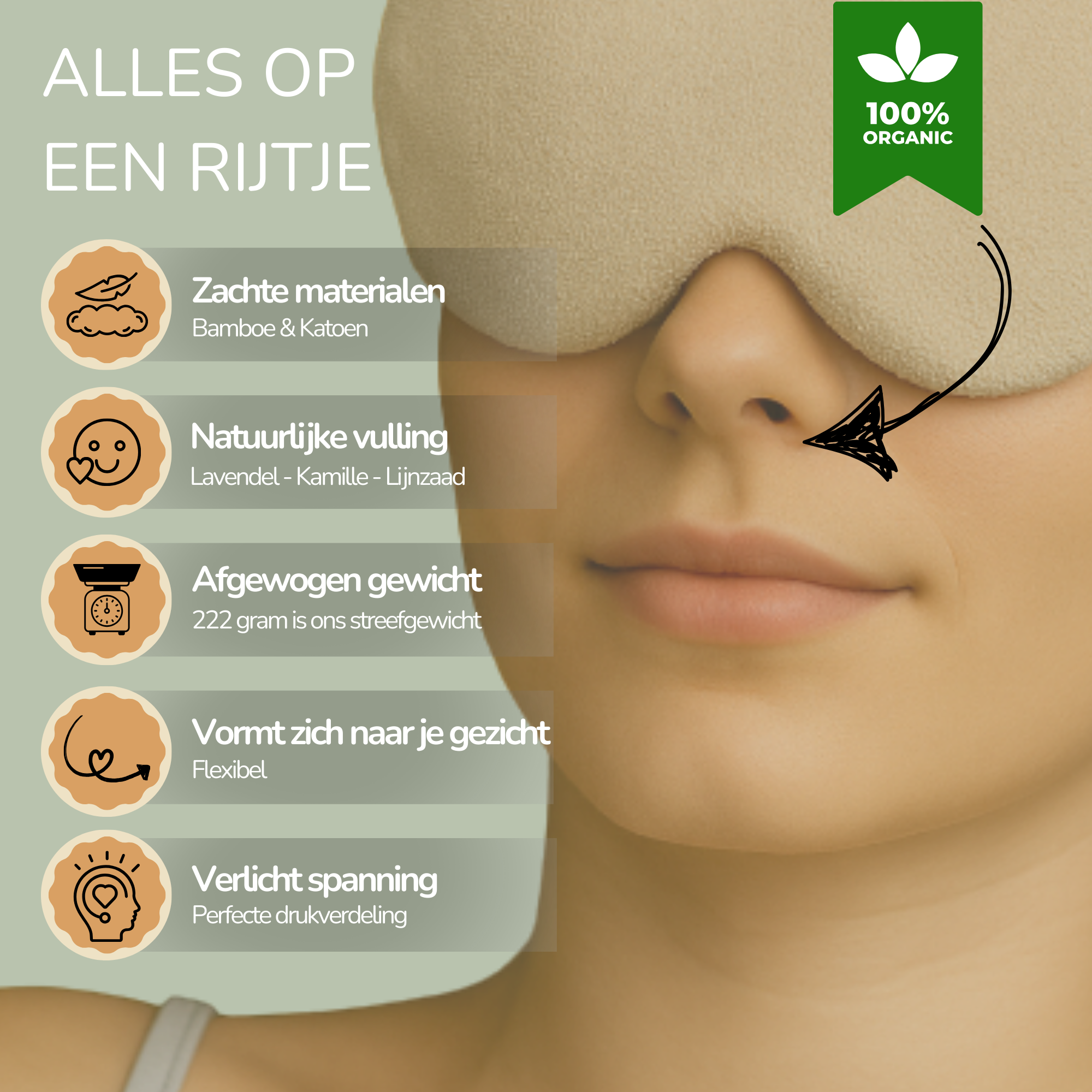 Oogkussen met Lavendel & Kamille – Verzwaard in Hartvorm