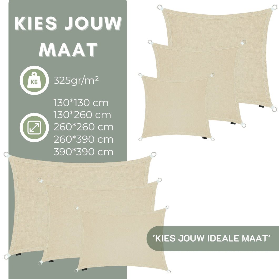 Schaduwdoek rechthoek | 390x390cm | Jute